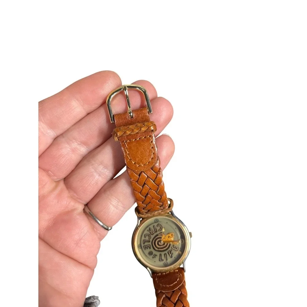 Vintage Disney The Lion King Timex Watch Circle of Life Braided Leather Strap